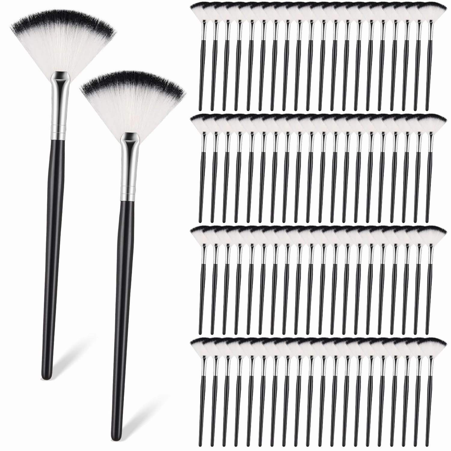 Maitys 100 Pieces Fan Facial Mask Brushes, Soft Blush Makeup Brush, Esthetician Brush, Mask Acid Applicator, White, 2.3x7.9 Inch