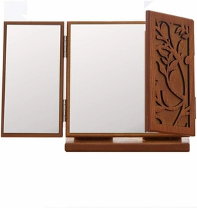 Make Up Mirror Chinese Retro Engraving Makeup Mirror Bedroom Dressing Table Makeup Mirror Desktop Foldable Makeup Mirror Dressing Mirror Mirror for Desk