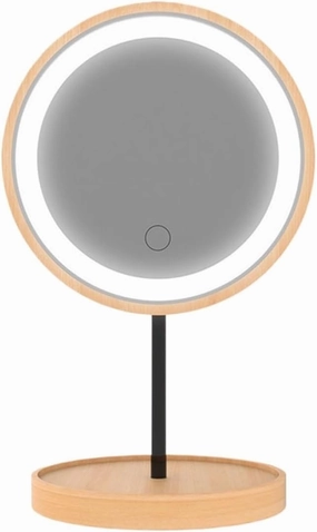 Make Up Mirror Wooden Desktop Vertical LED Cosmetic Mirror Desktop with Fill Light Beauty Mirror Portable Cosmetic Mirror Mirror for Desk