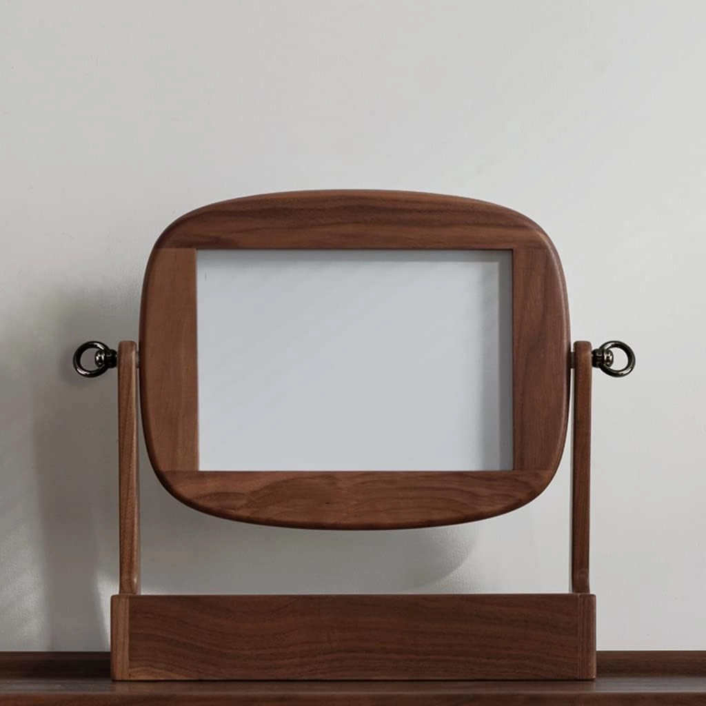 Make Up Mirror Wooden Makeup Mirror Storage Box One Bedroom Dressing Table Mirror Rotatable Beauty Mirror Mirror for Desk