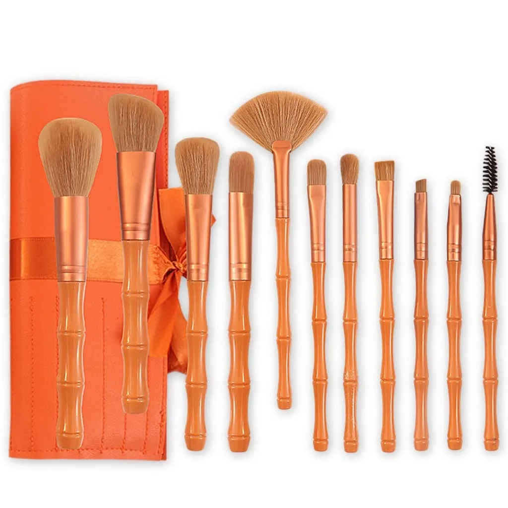 Makeup Brush Set Bristles Soft 11 Pieces Blush Loose Brush Beauty Makeup Tools Loose Brush Full Set(D)
