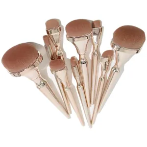 Makeup Brush Set Premium Synthetic, 9 Pcs Golden Oval Makeup Brush Set Foundation Blush Concealer Brush Seamless Makeup