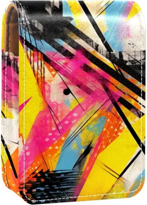 Makeup Organizer,Makeup Lipstick Case for Outside Mini Bag Travel Cosmetic Pouch,Bright Abstract Geometric Graffiti