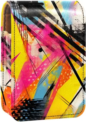 Makeup Organizer,Makeup Lipstick Case for Outside Mini Bag Travel Cosmetic Pouch,Bright Abstract Geometric Graffiti