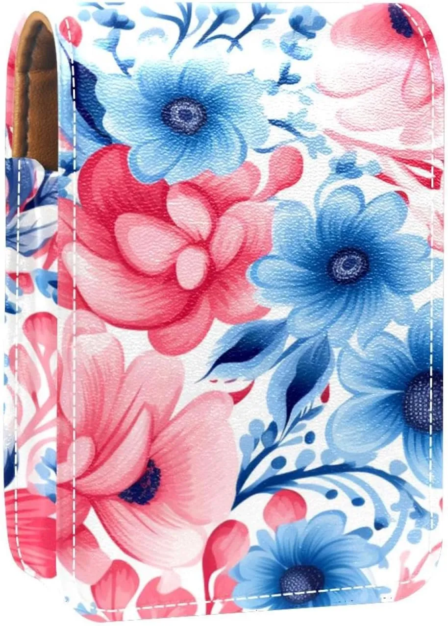 Makeup Organizer,Makeup Lipstick Case for Outside Mini Bag Travel Cosmetic Pouch,Bright and Happy Floral
