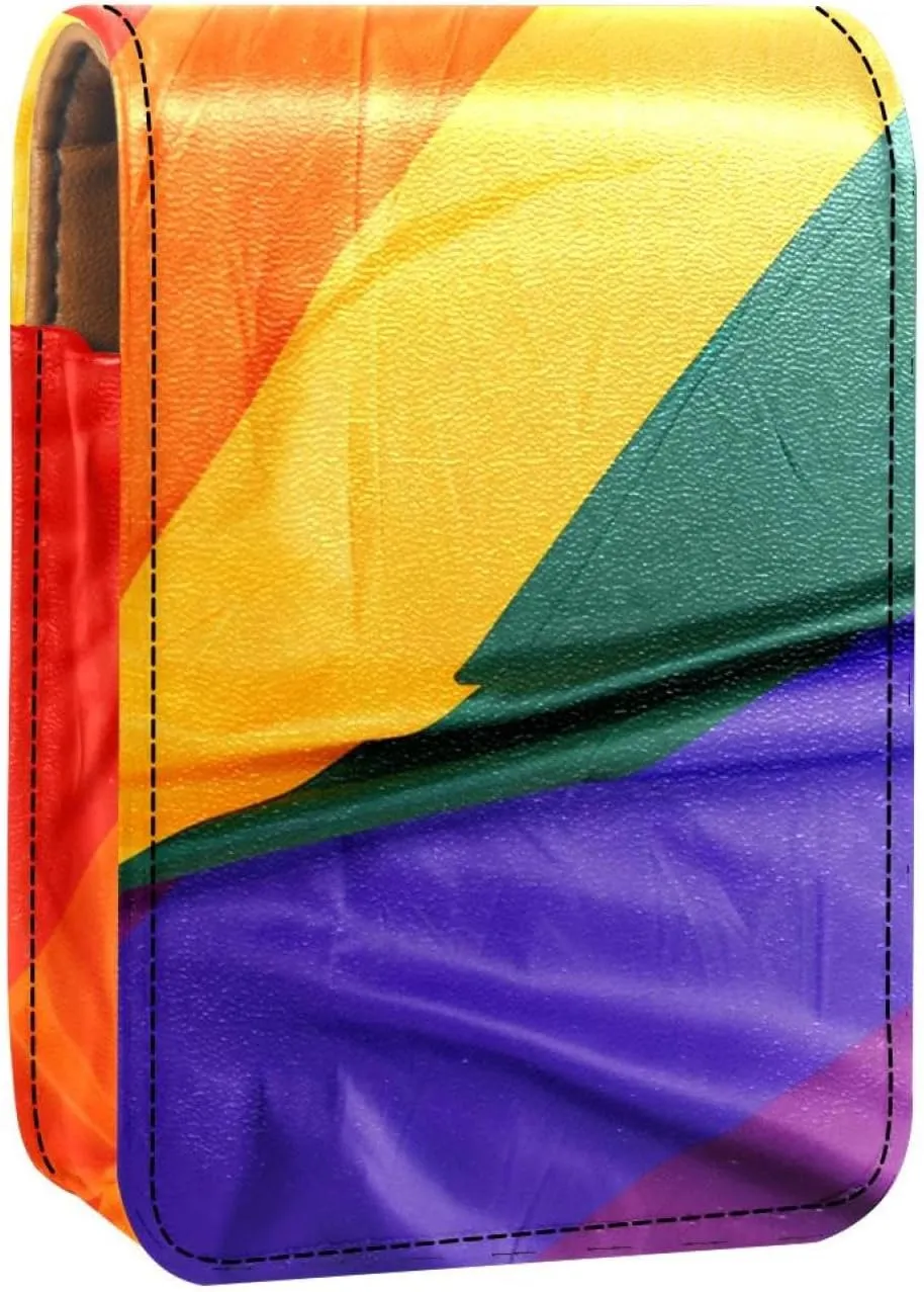 Makeup Organizer,Makeup Lipstick Case for Outside Mini Bag Travel Cosmetic Pouch,Bright Colorful Love Is Love