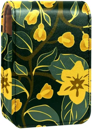 Makeup Organizer,Makeup Lipstick Case for Outside Mini Bag Travel Cosmetic Pouch,Bright Floral Yellow Flower