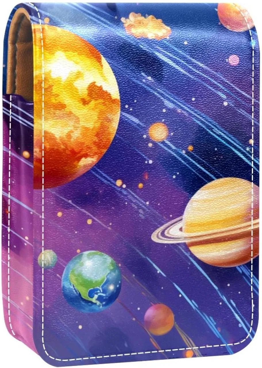 Makeup Organizer,Makeup Lipstick Case for Outside Mini Bag Travel Cosmetic Pouch,Bright Planets of Solar System