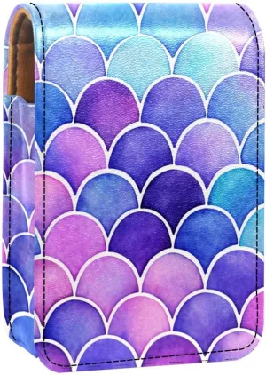 Makeup Organizer,Makeup Lipstick Case for Outside Mini Bag Travel Cosmetic Pouch,Bright Scales Shapes Abstract