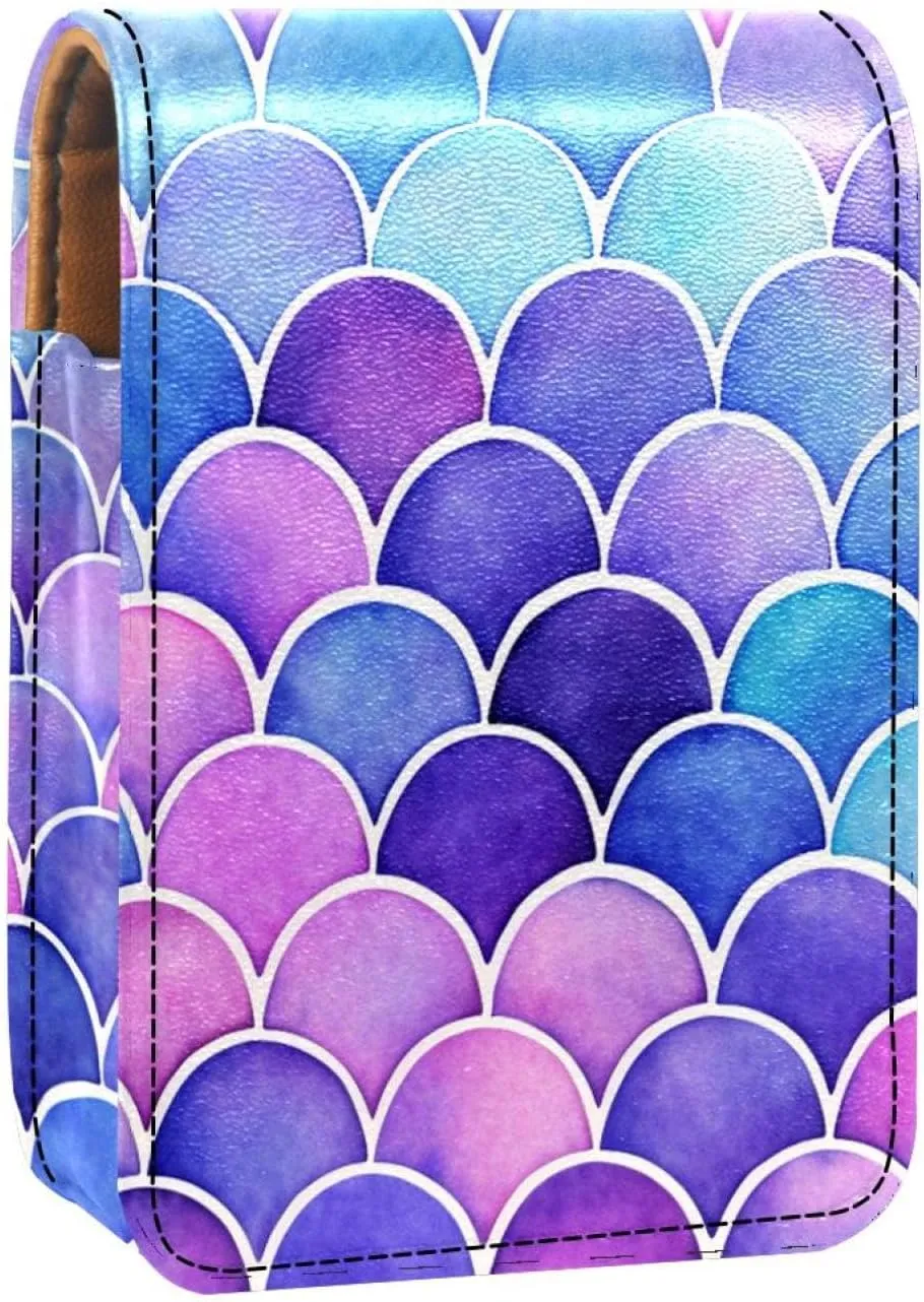 Makeup Organizer,Makeup Lipstick Case for Outside Mini Bag Travel Cosmetic Pouch,Bright Scales Shapes Abstract