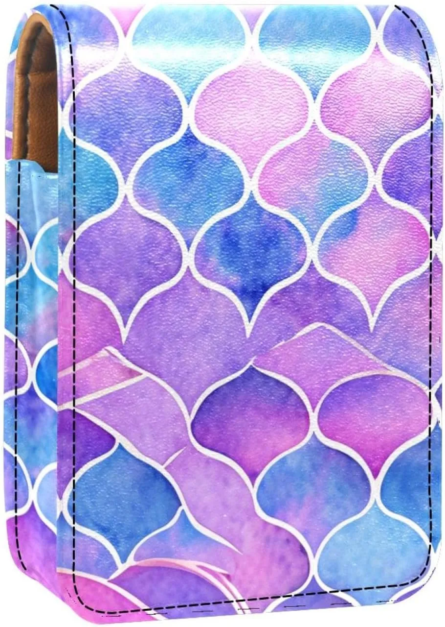 Makeup Organizer,Makeup Lipstick Case for Outside Mini Bag Travel Cosmetic Pouch,Bright Scales Shapes Abstract