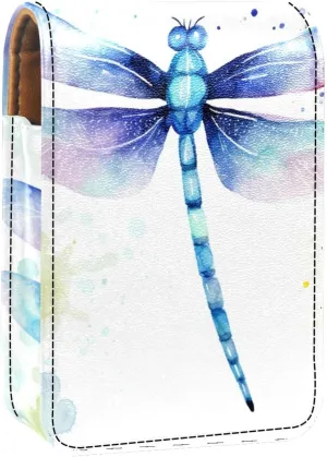 Makeup Organizer,Makeup Lipstick Case for Outside Mini Bag Travel Cosmetic Pouch,Bright Watercolor Dragonfly