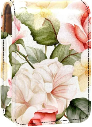 Makeup Organizer,Makeup Lipstick Case for Outside Mini Bag Travel Cosmetic Pouch,Bright Watercolor Flowers Peony