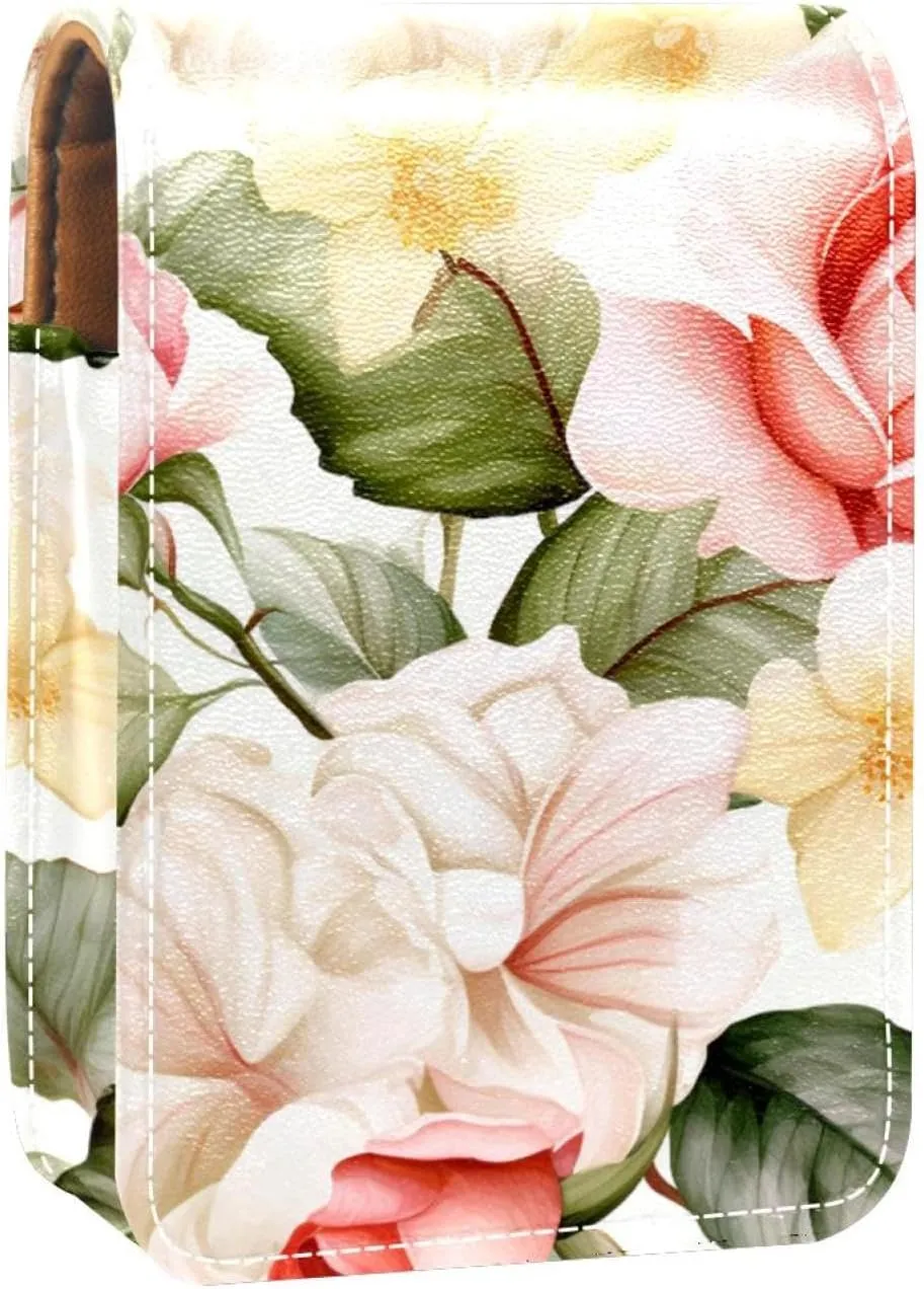 Makeup Organizer,Makeup Lipstick Case for Outside Mini Bag Travel Cosmetic Pouch,Bright Watercolor Flowers Peony