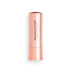 Makeup Revolution Satin Kiss Lipstick, Intense Color, Available In 12 Shades, Vegan & Cruelty-Free, Ruby, 3.5g