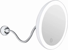 Makeup Mirror 5X Magnifying Makeup Mirror with Light Flexible Gooseneck Bathroom Magnification LED Lighted Vanity Mirror with Strong Suction Cup for Travel and Home