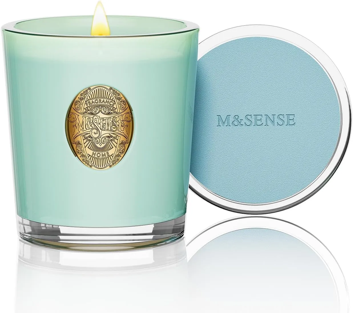 M&SENSE Natural Soy Candle| Basil Wild Mint Green | 10.2 oz, 55H Burn | Luxury Scented Candle for Relaxation, Gifting, Home Décor | for Bedroom, Office, Party