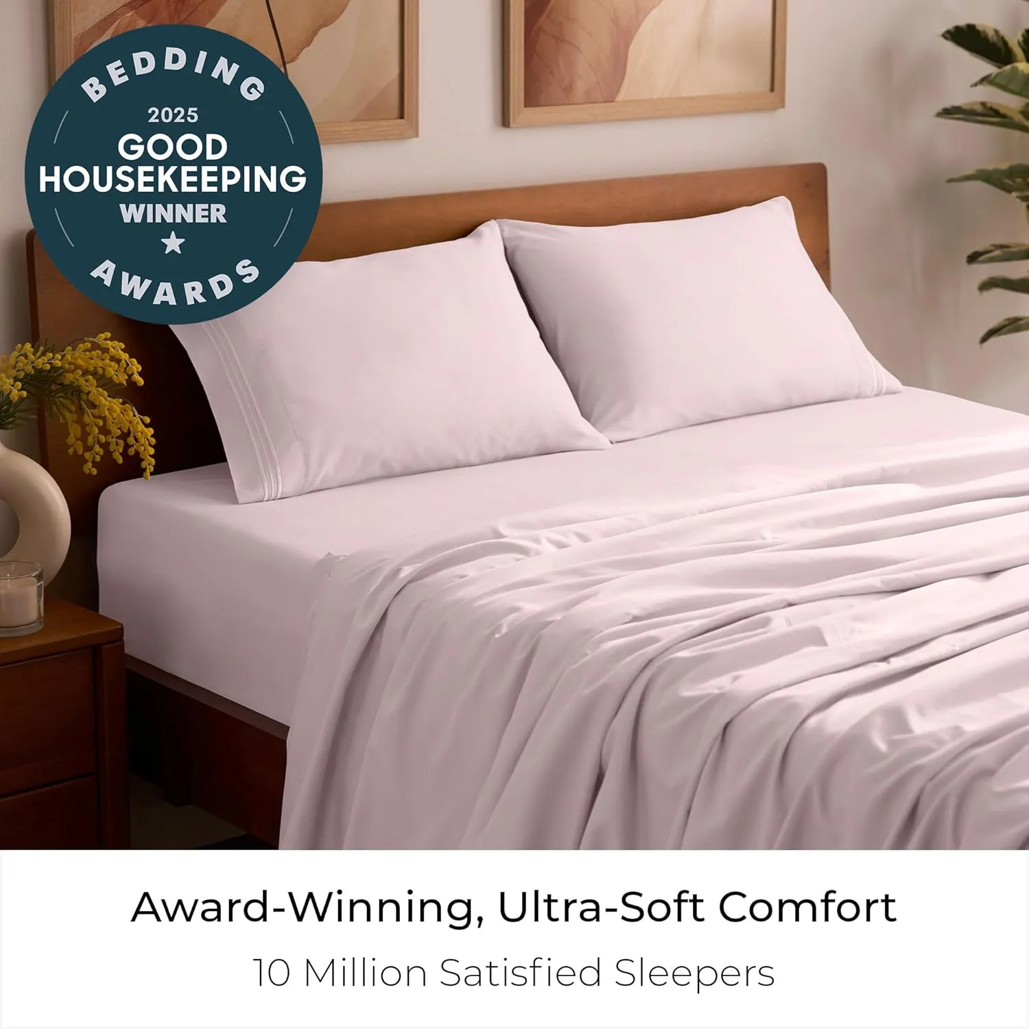 Mellanni Queen Sheets Set - 4 PC Iconic Collection Bedding - Hotel Luxury, Extra Soft, Cooling Bed Sheets - Wrinkle, Fade, Stain Resistant (Queen, Blush Pink)