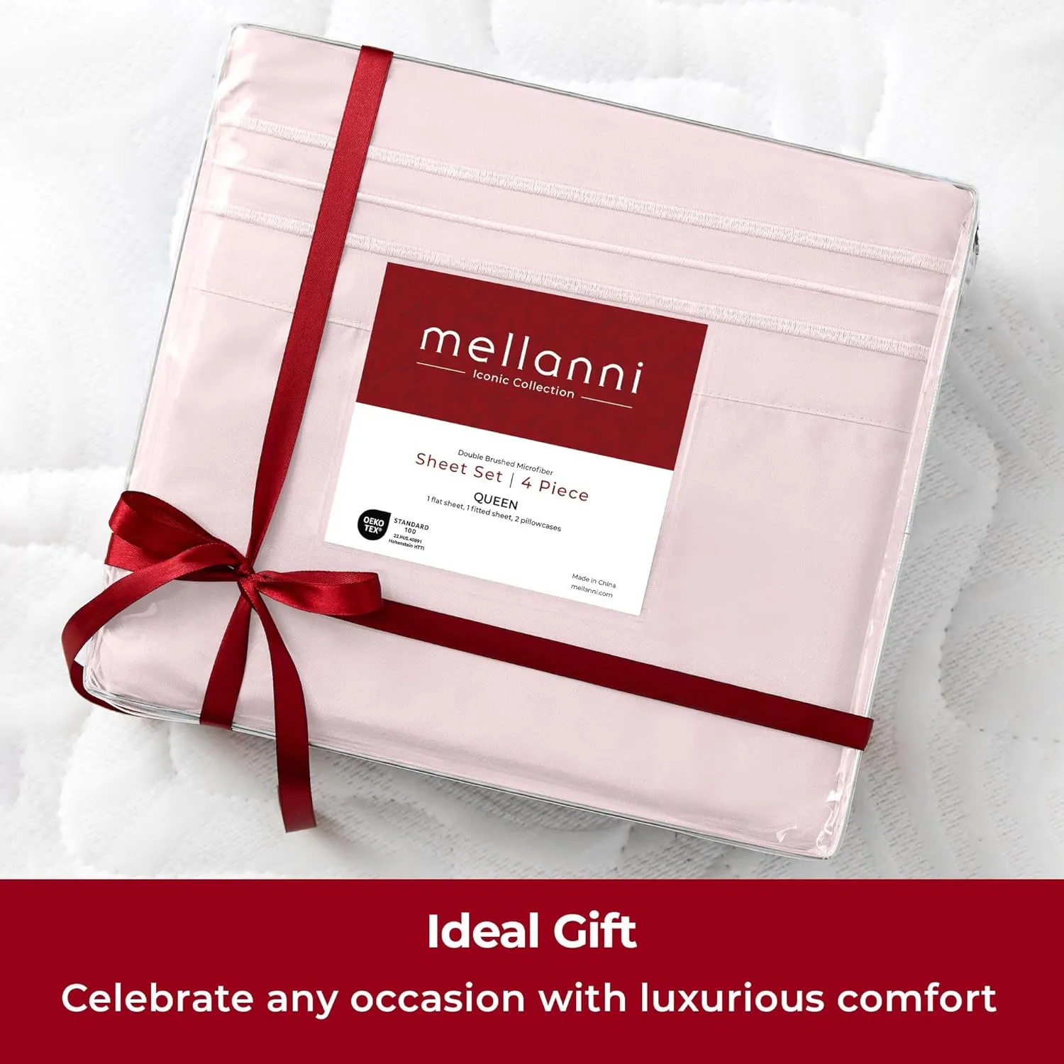 Mellanni Twin Sheets Set - 3 PC Iconic Collection Bedding - Hotel Luxury, Extra Soft, Cooling Bed Sheets - Wrinkle, Fade, Stain Resistant (Twin, Blush Pink)