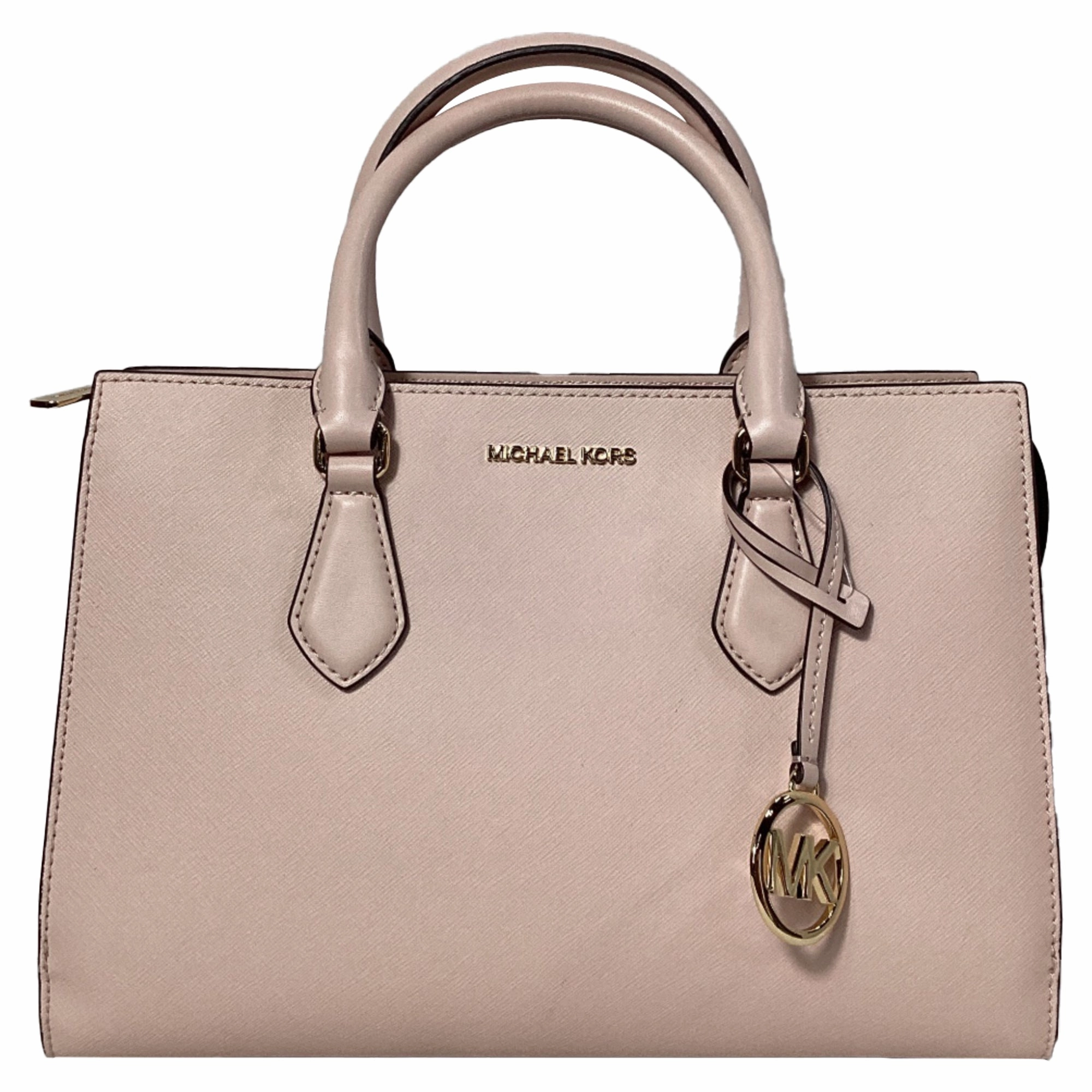 Michael Kors Sheila Medium Satchel in Powder Blush Pink Faux Saffiano Leather