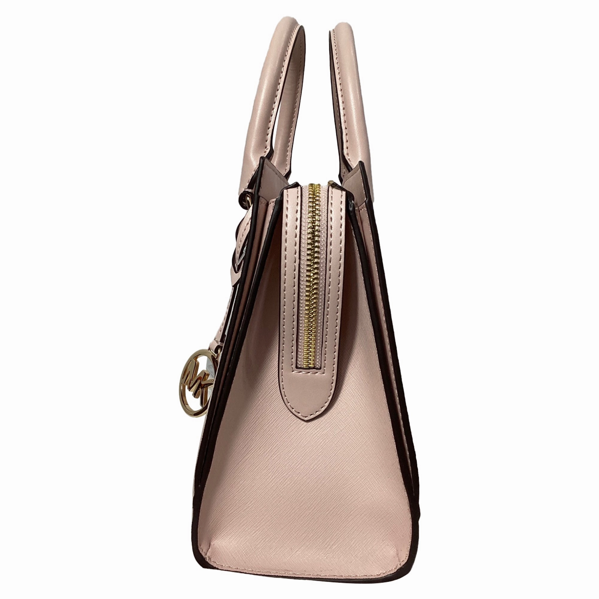 Michael Kors Sheila Medium Satchel in Powder Blush Pink Faux Saffiano Leather