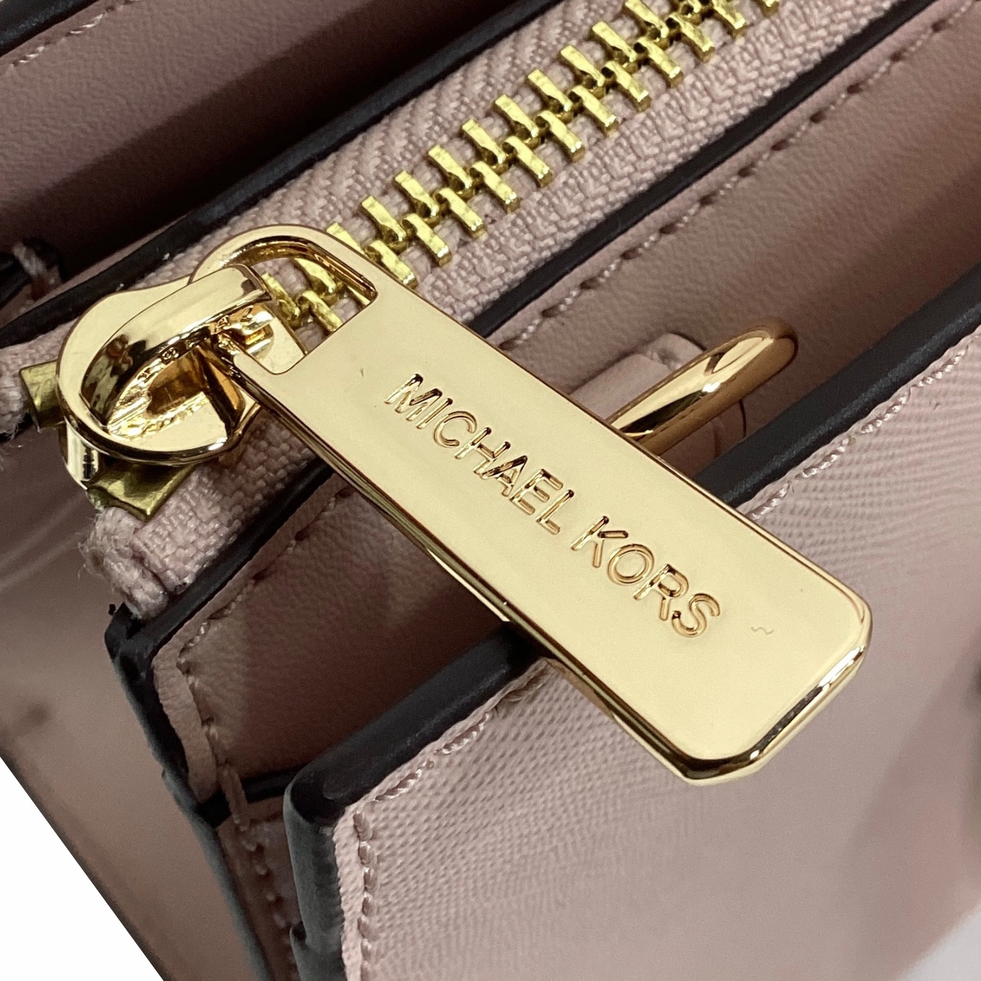 Michael Kors Sheila Medium Satchel in Powder Blush Pink Faux Saffiano Leather