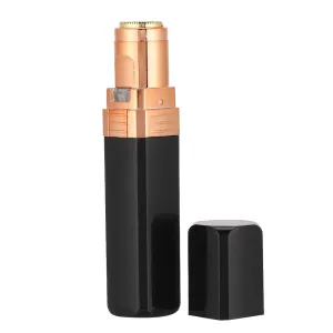 Mini Electric Hair Remover Cute Lipstick Shape Portable Hair Removal Machine for Women (Bright black)