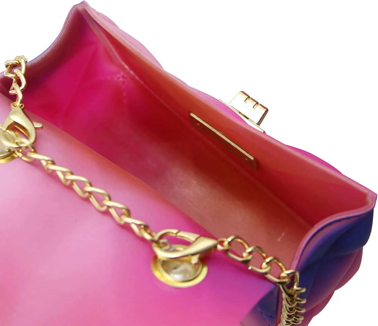 Mini Pink Purse for Little Girls Tie Dyed Handbag Jelly Shoulder Bag Satchel Crossbody Purse with Pearls Handle(Small)