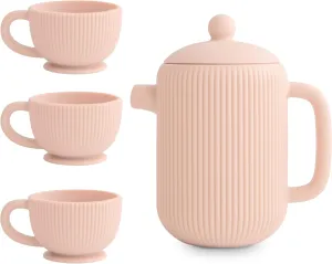 mushie Silicone Baby Tea Play Set | 4 Pieces Kitchen Play Toys for Toddlers 10 Months  (Blush)
