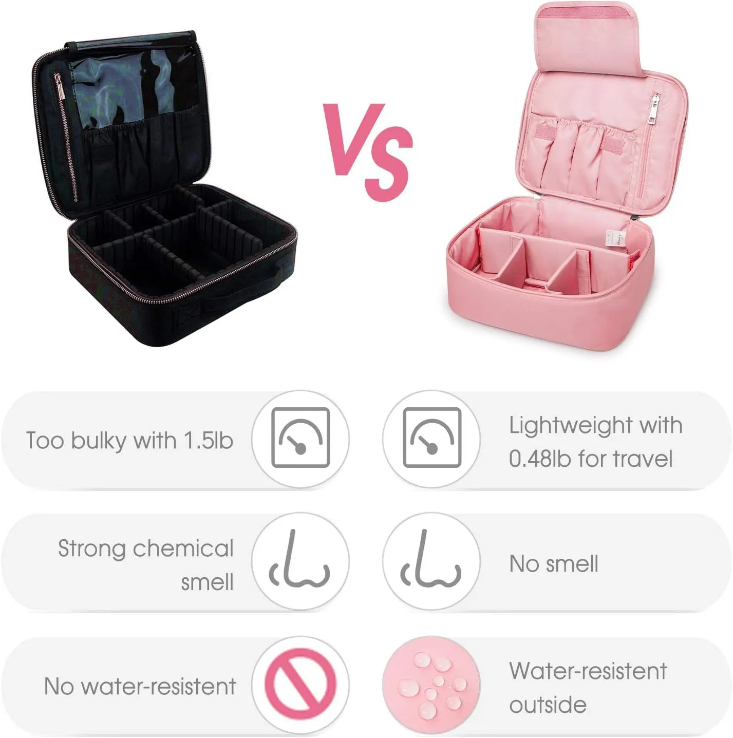 Narwey Travel Makeup Bag Large Cosmetic Bag Makeup Case Organizer for Women