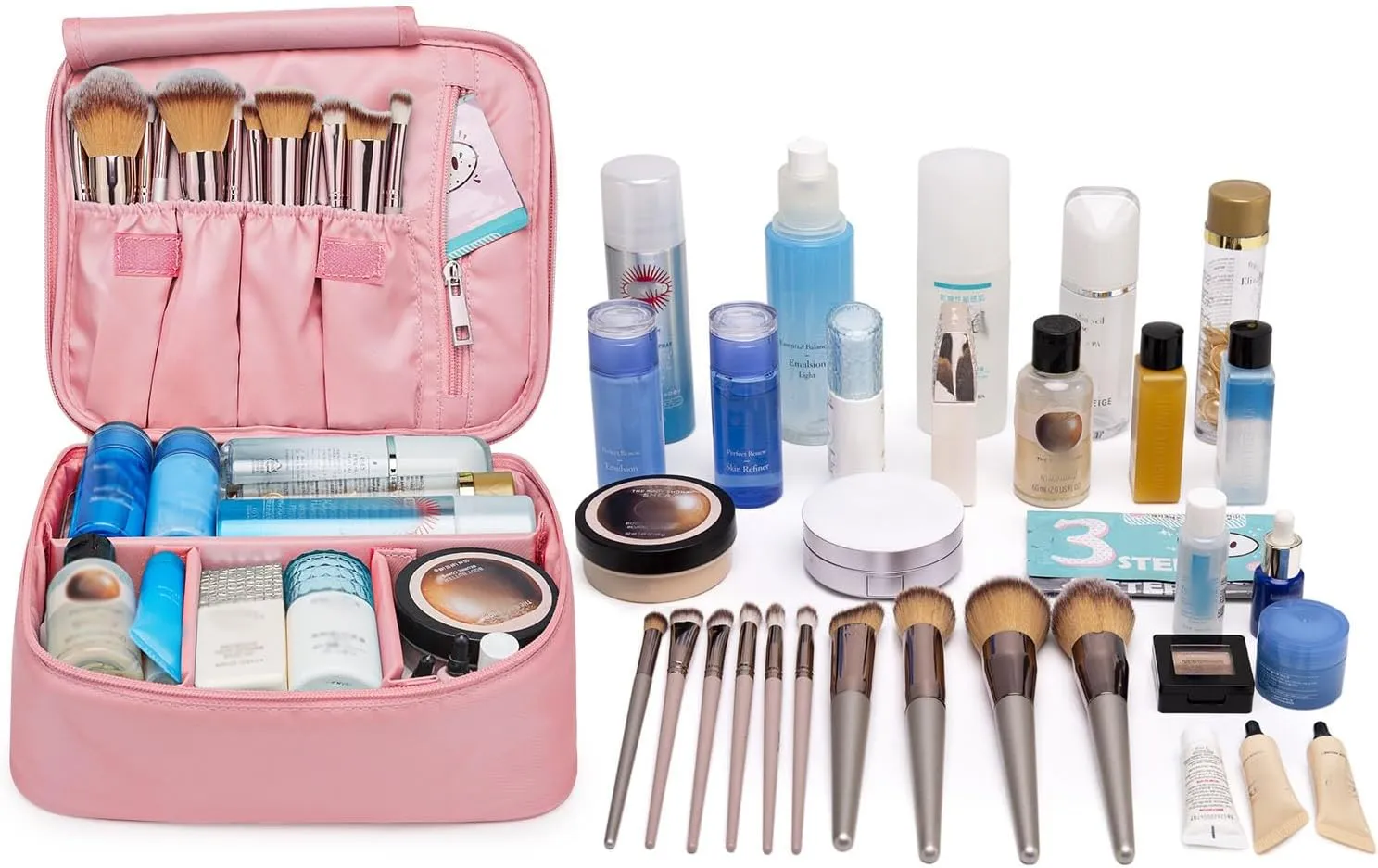 Narwey Travel Makeup Bag Large Cosmetic Bag Makeup Case Organizer for Women