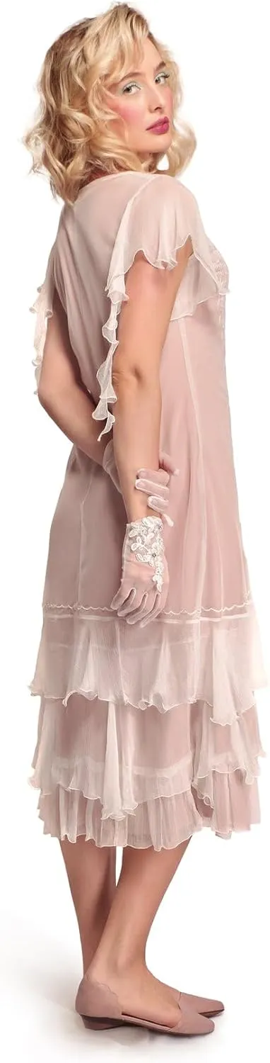 Nataya AL-283 Women's 1920s Flapper Vintage Style Wedding Dress in Ivory