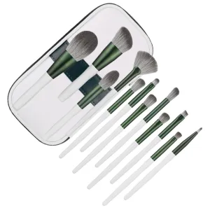 Natural Makeup Application Kit 12pcs Makeup Brush Set with Wood Handles Soft Bristles No Shedding Ideal for Perfect for Liquids Powders Creams