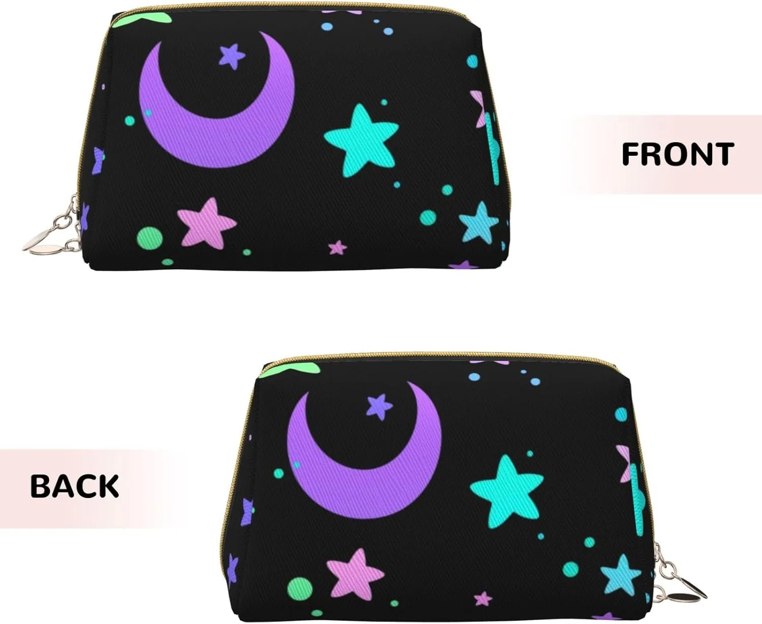 New Moon And Stars Makeup Bag Large Makeup Bag Zipper Pouch Travel Cosmetic Organizer For Women