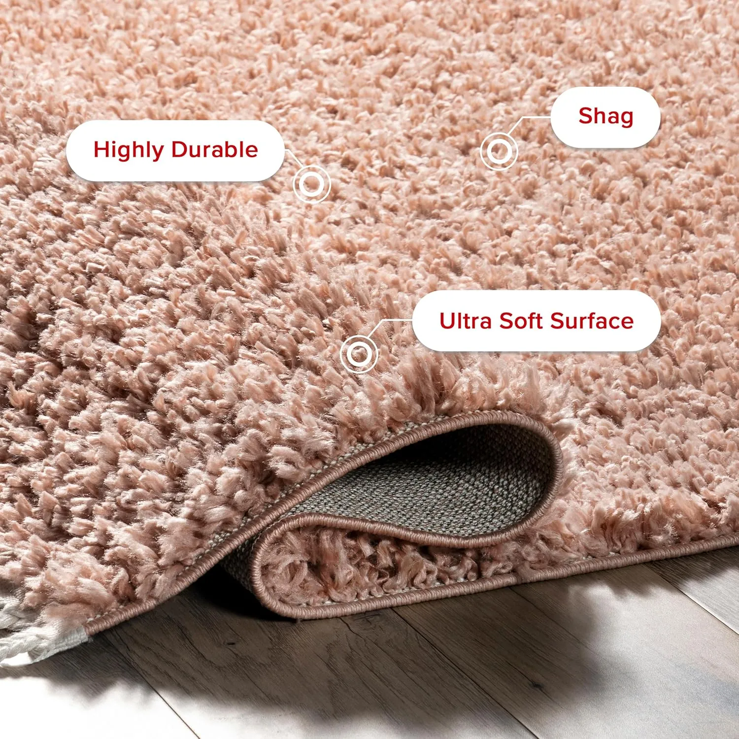 nuLOOM Neva Solid 2x6 Runner Shag Rug for Living Room Bedroom Dining Room Nursery Entryway Hallway, Blush/Ivory