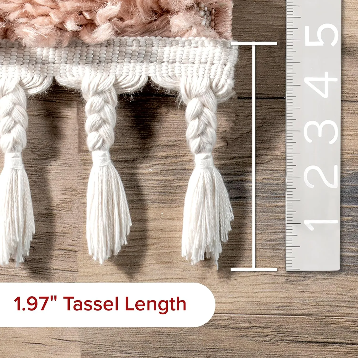 nuLOOM Neva Solid 2x6 Runner Shag Rug for Living Room Bedroom Dining Room Nursery Entryway Hallway, Blush/Ivory