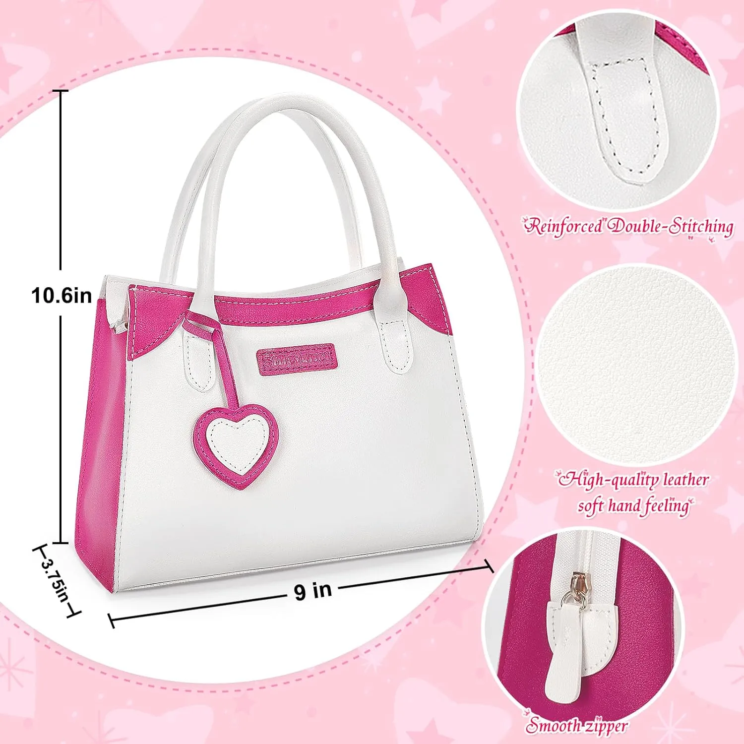 Officygnet Play Purse for Little Girls, Pretend Princess Play Toys for 3 4 5 6 7 8 Year Old, Toddler Purse with Accessories, Kids Toy Birthday for Girls Ages 3-5 4-5 6-8(White)