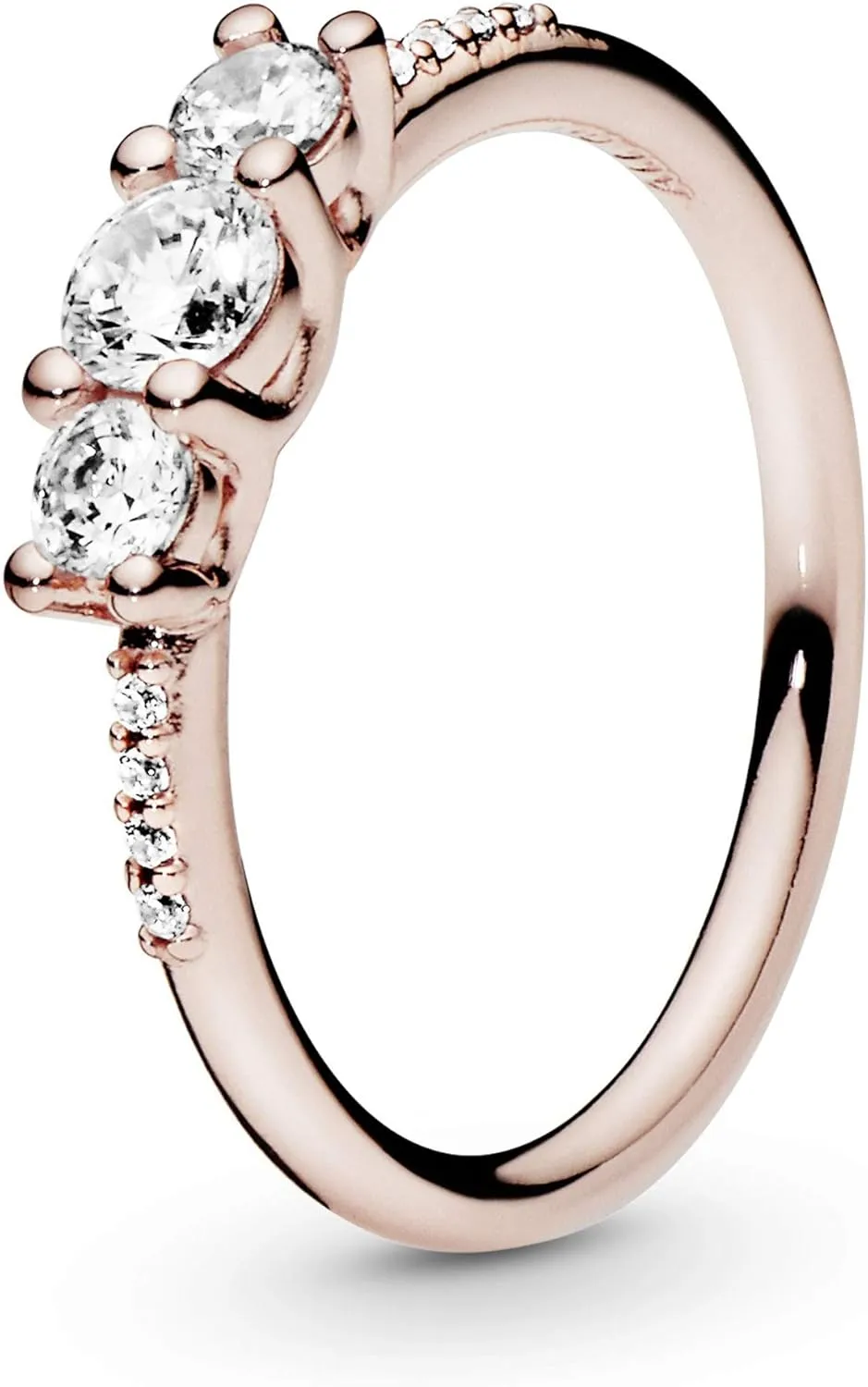 PANDORA Clear Three-Stone Ring - Silver Ring for Women - Layering or Stackable Ring - Gift for Her - Silver with Cubic Zirconia - With Gift Box