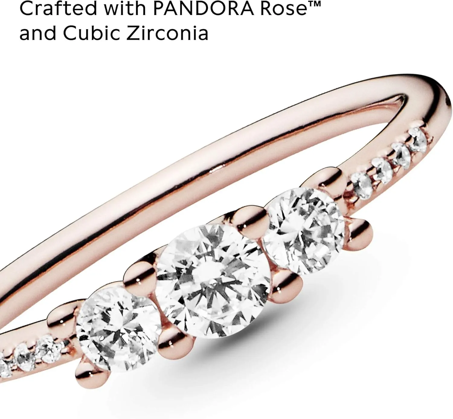 PANDORA Clear Three-Stone Ring - Silver Ring for Women - Layering or Stackable Ring - Gift for Her - Silver with Cubic Zirconia - With Gift Box