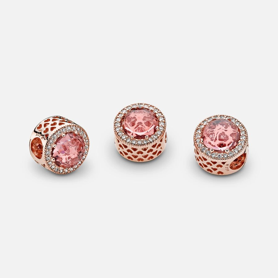 Pandora 14k Rose gold-plated charm with blush pink crystal and clear cubic zirconia