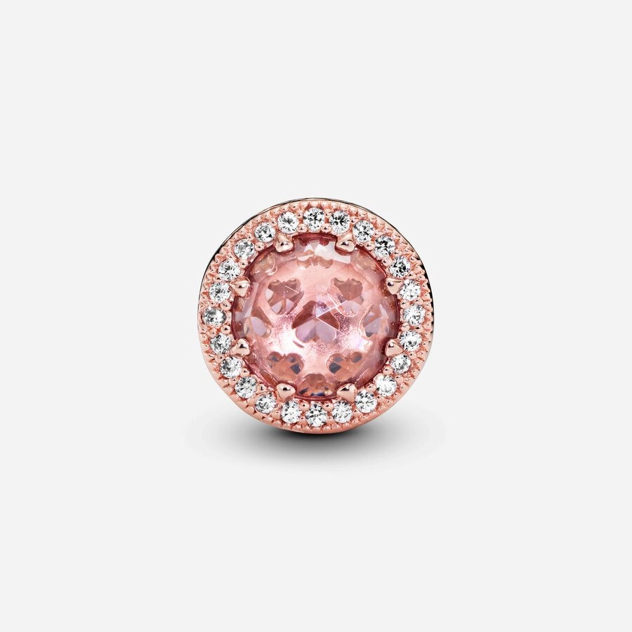 Pandora 14k Rose gold-plated charm with blush pink crystal and clear cubic zirconia