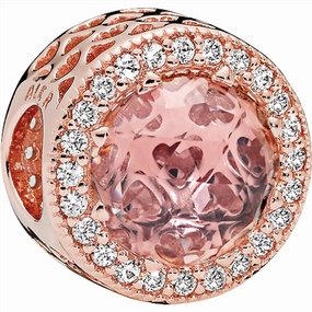 Pandora 14k Rose gold-plated charm with blush pink crystal and clear cubic zirconia