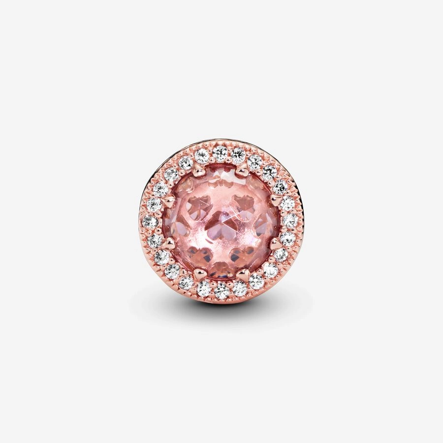 Pandora 14k Rose gold-plated charm with blush pink crystal and clear cubic zirconia
