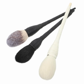 PartyKindom 3pcs Wool Makeup Brush Rattan Handle Soft Dense Cosmetic Tools for Women and Men for Blush and Foundation Application Includes Brushes