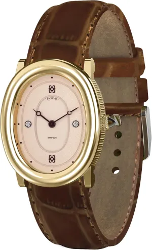 PASCAL Oval Bubble Diamond Watch for Women Leather Strap, Swiss Quartz Ladies Watches, Sapphire Crystal, Diamond Markers, 3ATM Waterproof, Vintage-Inspired Elegance Wrist Watch(Gift for Her)