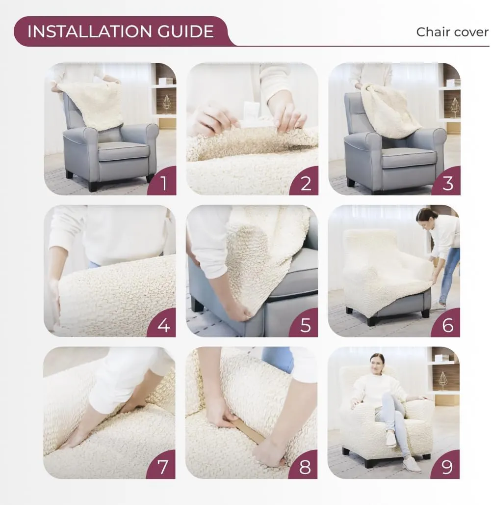 PAULATO BY GA.I.CO. Chair Cover - Armchair Cover - Armchair Slipcover - Soft Polyester Fabric Slipcover - 1-Piece Form Fit Stretch Furniture Protector - Microfibra Collection - Blush Taupe (Chair)