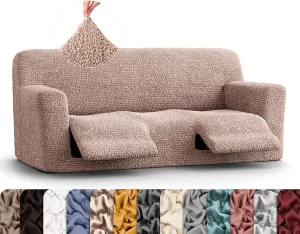 PAULATO BY GA.I.CO. Recliner Sofa Cover - Reclining Couch Slipcover - Soft Polyester Fabric Slipcover - 1-Piece Form Fit Stretch Furniture Protector - Microfibra Collection - Blush Taupe (Couch Cover)