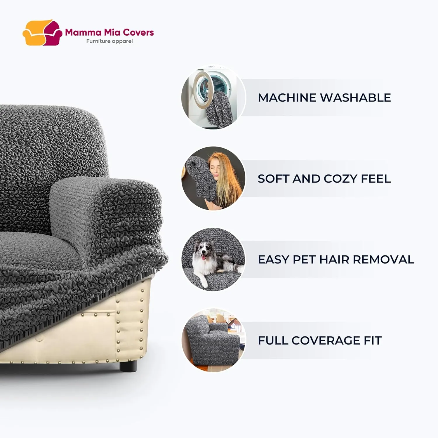 PAULATO BY GA.I.CO. Recliner Sofa Cover - Reclining Couch Slipcover - Soft Polyester Fabric Slipcover - 1-Piece Form Fit Stretch Furniture Protector - Microfibra Collection - Blush Taupe (Couch Cover)