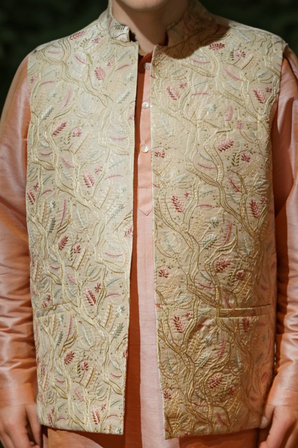 Peachy Blush Kurta Jacket Set