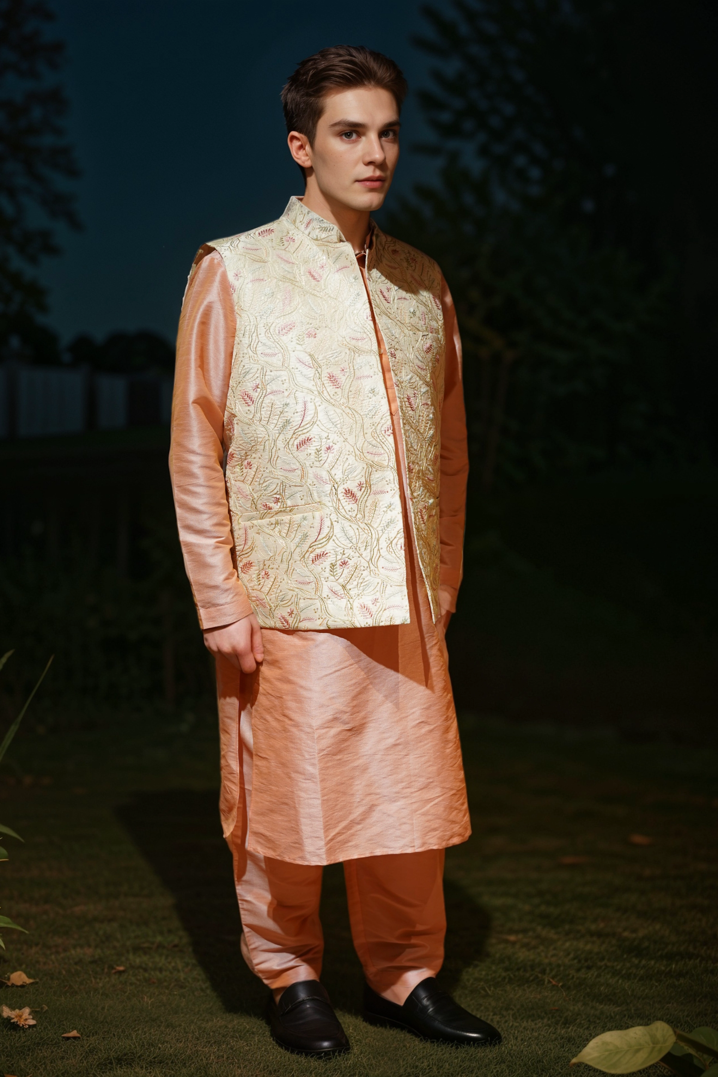 Peachy Blush Kurta Jacket Set